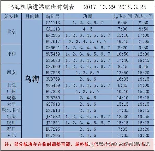 乌海机场最新时刻表解析